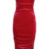 Red Velvet Bardot Midi Dress