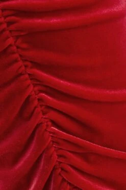Red Velvet Bardot Midi Dress -Glamourista 00100036269 ZS