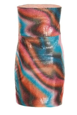 Multicoloured Sequin Marble Bandeau Mini Dress -Glamourista 00100036270 ZB