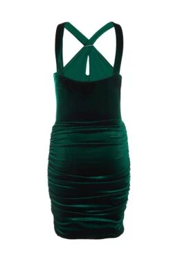 Bottle Green Velvet Diamante Halter Neck Dress 10 Bottle Green Velvet Diamante Halter Neck Dress -Glamourista 00100036274 ZB