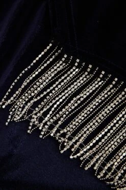 Blue Velvet Diamante Trim Mini Dress -Glamourista 00100036275 ZS