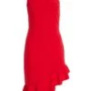 Red One Shoulder Bow Midi Dress