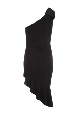 Black One Shoulder Bow Midi Dress -Glamourista 00100036300 ZB