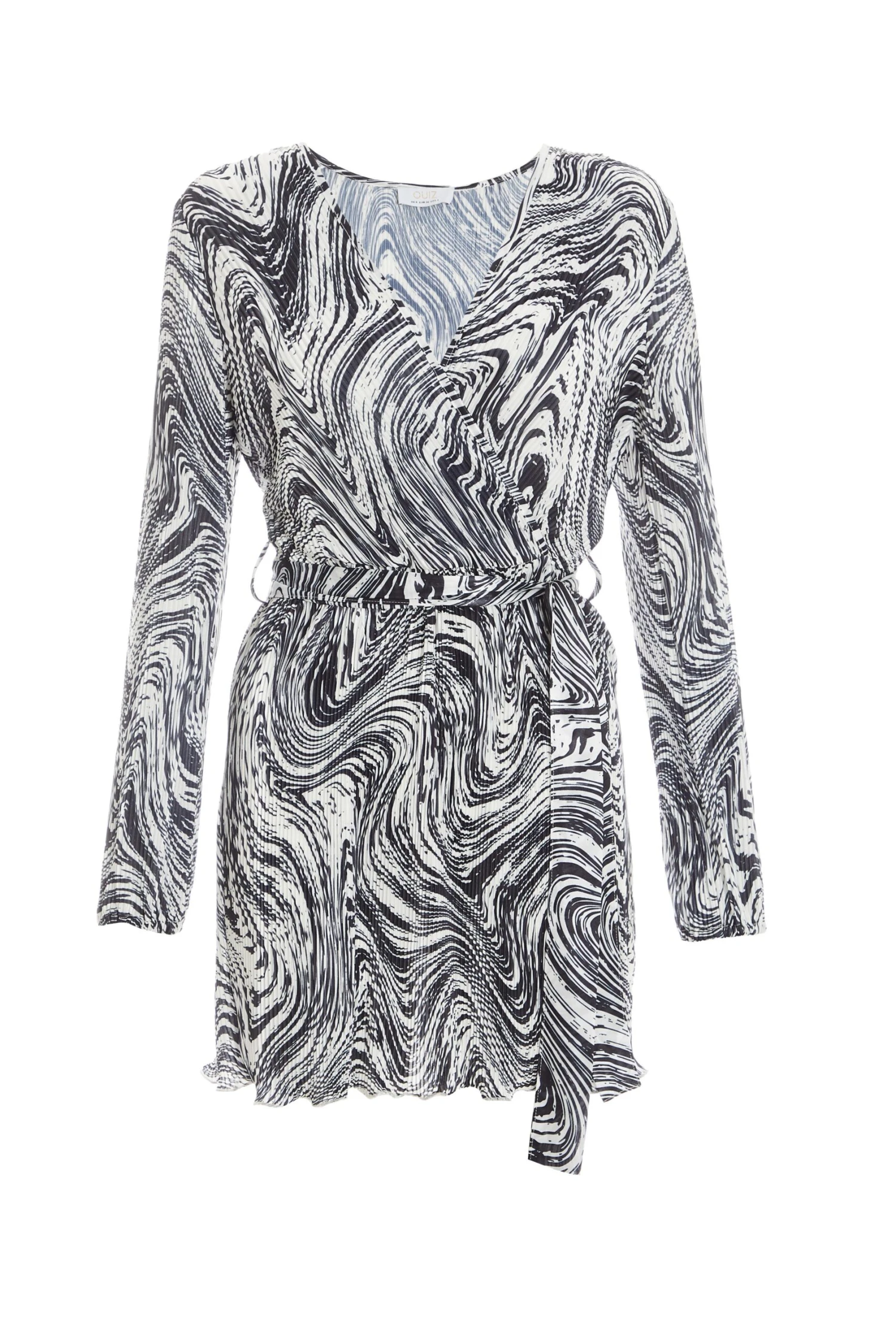 Black Plisse Swirl Wrap Dress 1 Black Plisse Swirl Wrap Dress