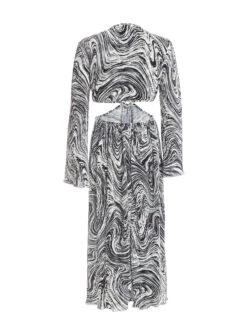 Petite Black Plisse Swirl Midaxi Dress -Glamourista 00100036324 ZB