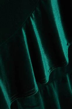 Curve Bottle Green Velvet Frill Dress -Glamourista 00100036329 ZS