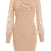 Stone Knitted Sequin Sleeve Jumper Dress