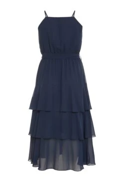 Curve Navy Chiffon Tiered Midaxi Dress -Glamourista 00100036335 ZB