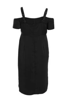 Curve Black Satin Ruched Midi Dress 10 Curve Black Satin Ruched Midi Dress -Glamourista 00100036344 ZB