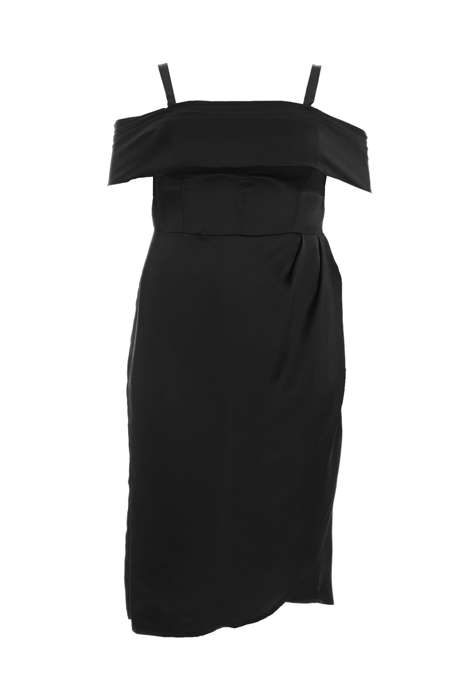 Curve Black Satin Ruched Midi Dress 1 Curve Black Satin Ruched Midi Dress