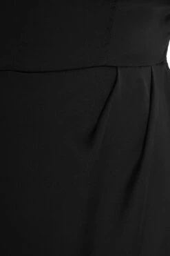 Curve Black Satin Ruched Midi Dress 11 Curve Black Satin Ruched Midi Dress -Glamourista 00100036344 ZS