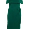 Curve Bottle Green Satin Ruched Midi Dress