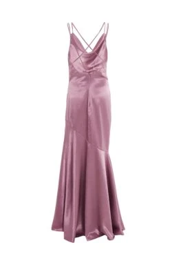 Pink Satin Cross Back Maxi Dress 10 Pink Satin Cross Back Maxi Dress -Glamourista 00100036347 ZB