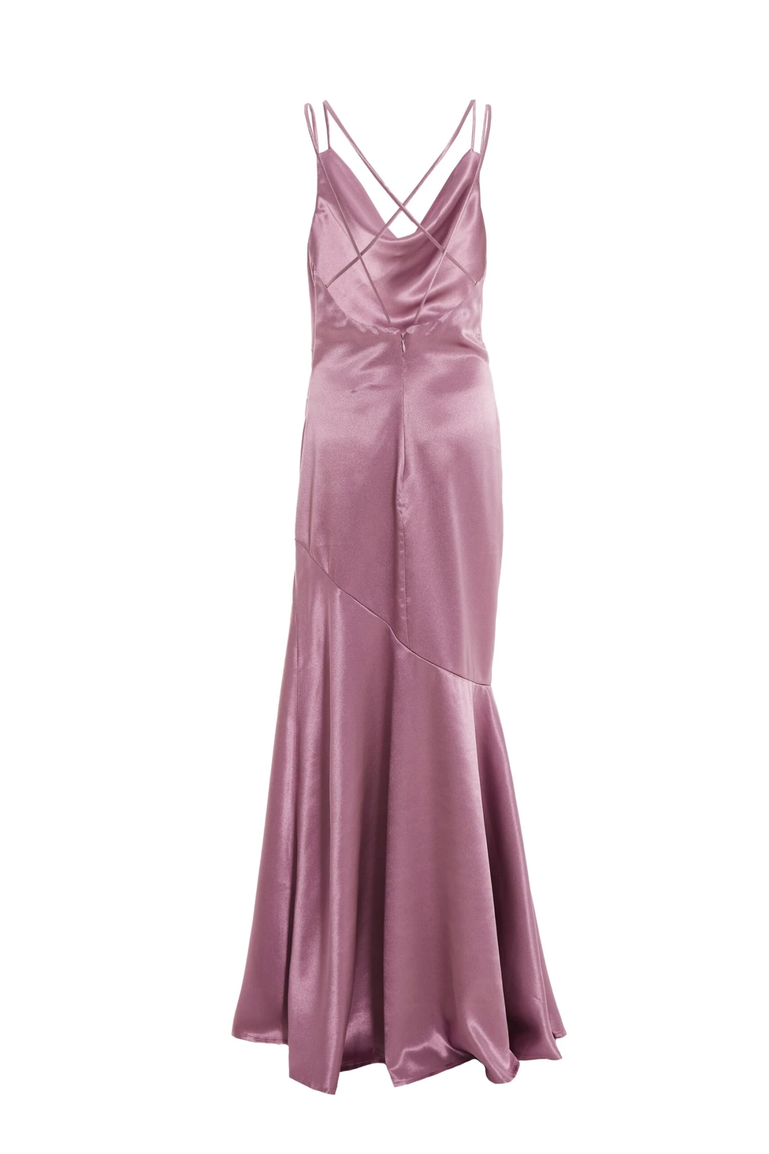Pink Satin Cross Back Maxi Dress 5 Pink Satin Cross Back Maxi Dress - Image 5