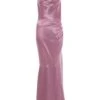 Pink Satin Cross Back Maxi Dress