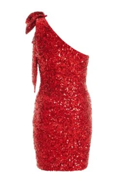 Red Sequin Bow Bodycon Mini Dress -Glamourista 00100036356 ZB