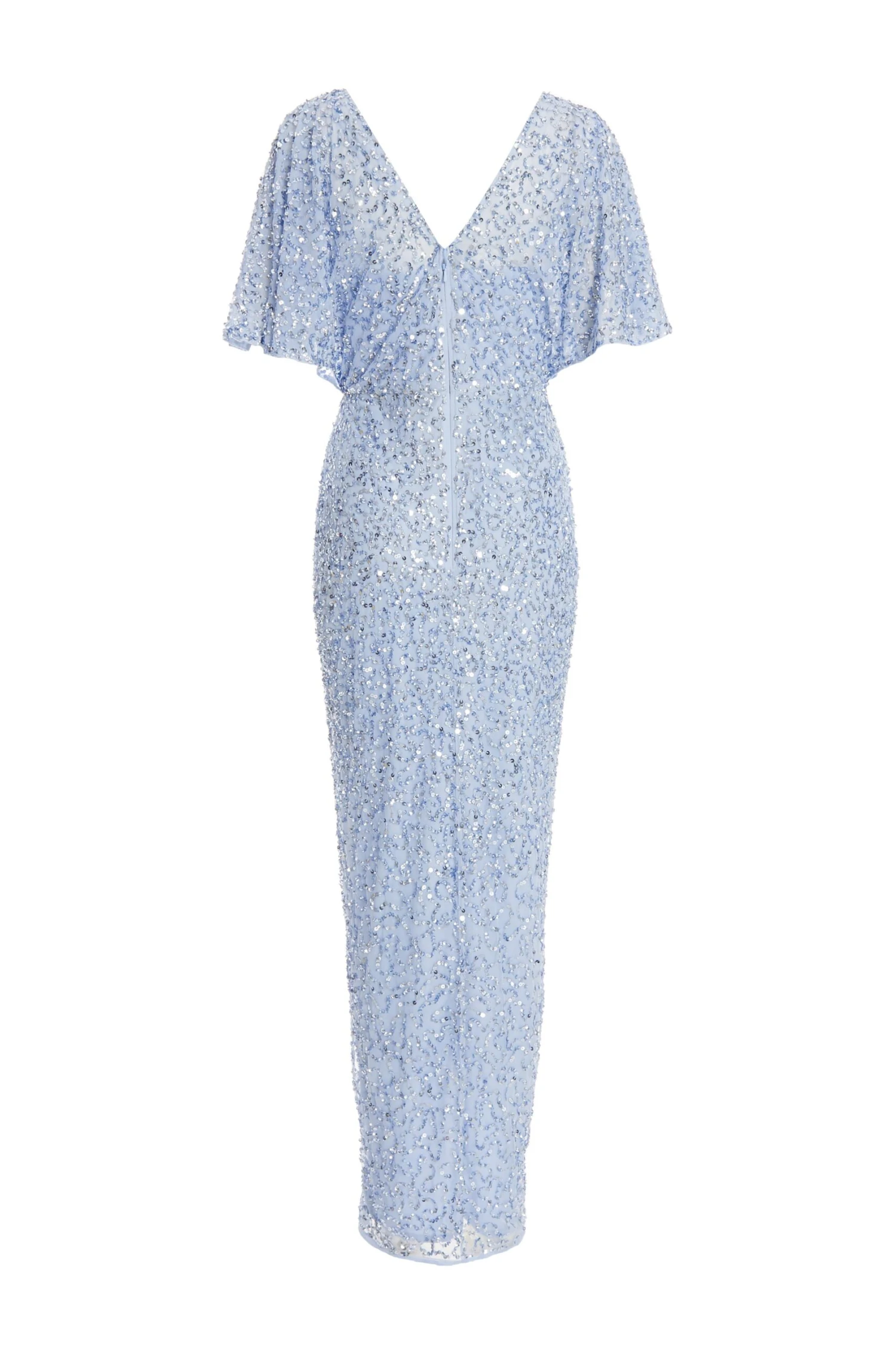Light Blue Sequin Batwing Maxi Dress 5 Light Blue Sequin Batwing Maxi Dress - Image 5