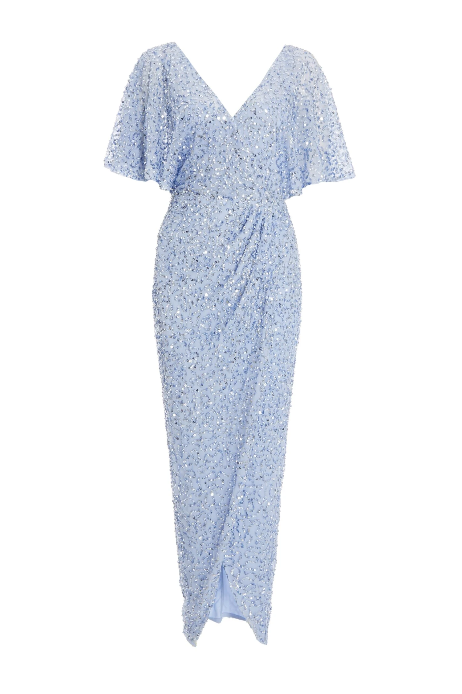 Light Blue Sequin Batwing Maxi Dress 1 Light Blue Sequin Batwing Maxi Dress