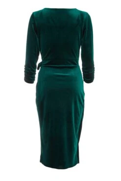 Bottle Green Velvet Wrap Bodycon Midi Dress -Glamourista 00100036414 ZB