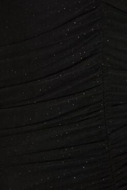 Black Glitter Ruched Bodycon Mini Dress 11 Black Glitter Ruched Bodycon Mini Dress -Glamourista 00100036424 ZS