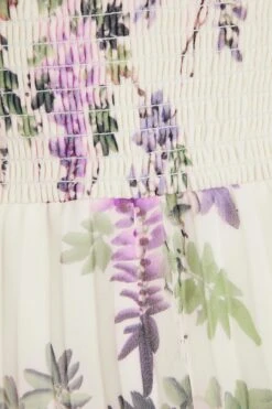 Petite White Chiffon Floral Bardot Midi Dress -Glamourista 00100036430 ZS