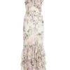 Petite White Chiffon Floral Frill Maxi Dress