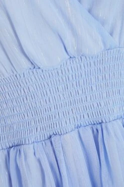 Blue Chiffon Tiered Midi Dress -Glamourista 00100036433 ZS