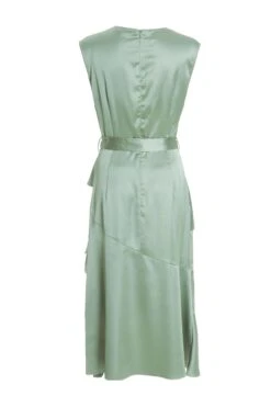 Sage Satin Tiered Midi Dress -Glamourista 00100036434 ZB