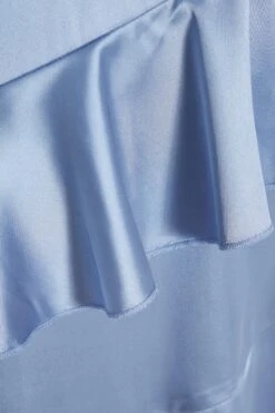 Light Blue Satin Tiered Midi Dress -Glamourista 00100036435 ZS