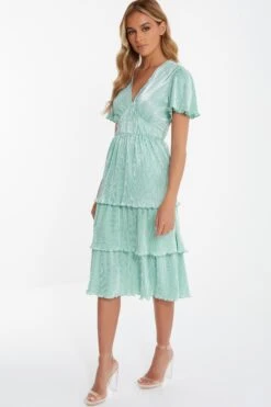 Mint Plisse Tiered Midi Dress 9 Mint Plisse Tiered Midi Dress -Glamourista 00100036443 XS