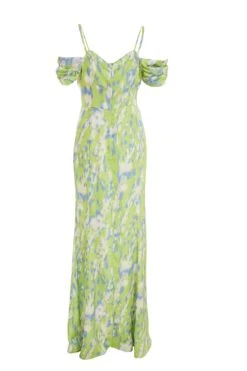 Lime Satin Marble Print Maxi Dress 10 Lime Satin Marble Print Maxi Dress -Glamourista 00100036444 ZB