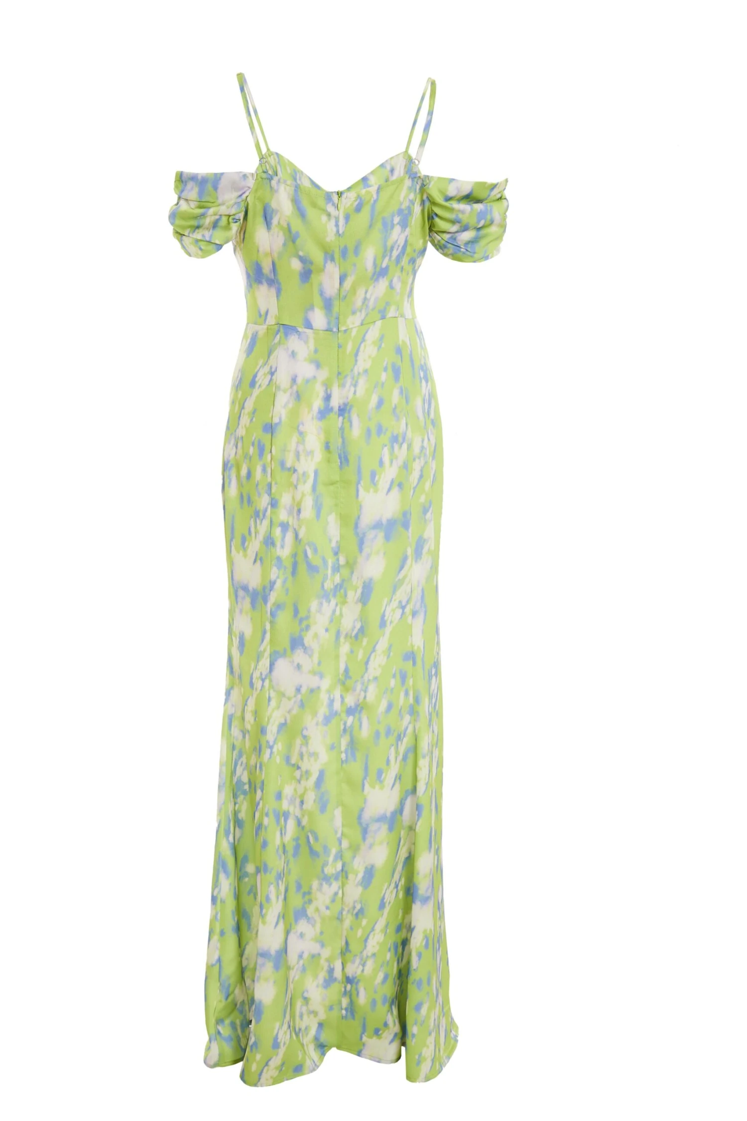 Lime Satin Marble Print Maxi Dress 5 Lime Satin Marble Print Maxi Dress - Image 5