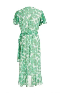 Green Chiffon Floral Wrap Midi Dress -Glamourista 00100036458 ZB