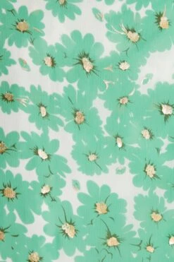 Green Chiffon Floral Wrap Midi Dress -Glamourista 00100036458 ZS