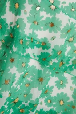 Green Chiffon Floral Tiered Maxi Dress -Glamourista 00100036460 ZS