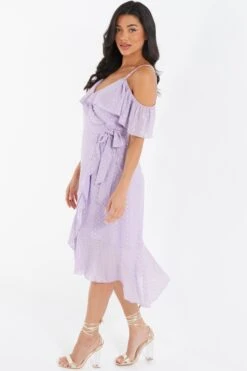 Lilac Chiffon Foil Midi Dress -Glamourista 00100036461 XS