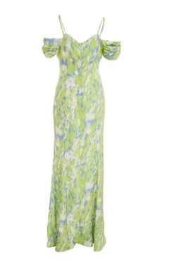 Petite Lime Marble Print Satin Maxi Dress -Glamourista 00100036465 ZB