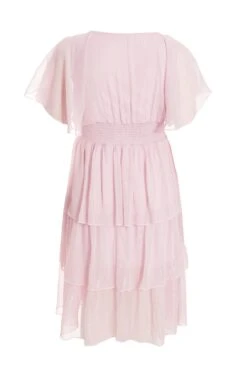 Curve Pink Chiffon Tiered Midi Dress -Glamourista 00100036472 ZB