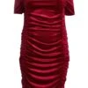 Curve Berry Velvet Ruched Midi Dress
