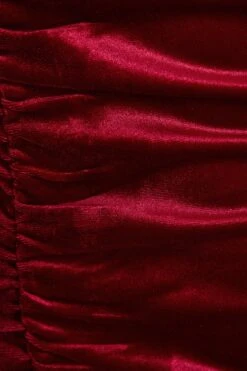 Curve Berry Velvet Ruched Midi Dress -Glamourista 00100036481 ZS