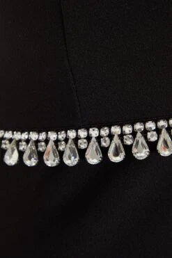 Petite Black Diamante Frill Midi Dress -Glamourista 00100036482 ZS