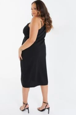 Curve Black One Shoulder Diamante Midi Dress -Glamourista 00100036484 XB