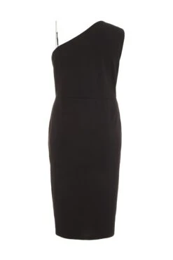 Curve Black One Shoulder Diamante Midi Dress -Glamourista 00100036484 ZB