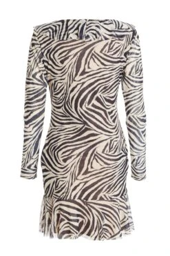 Stone Zebra Print Mesh Mini Dress -Glamourista 00100036486 ZB