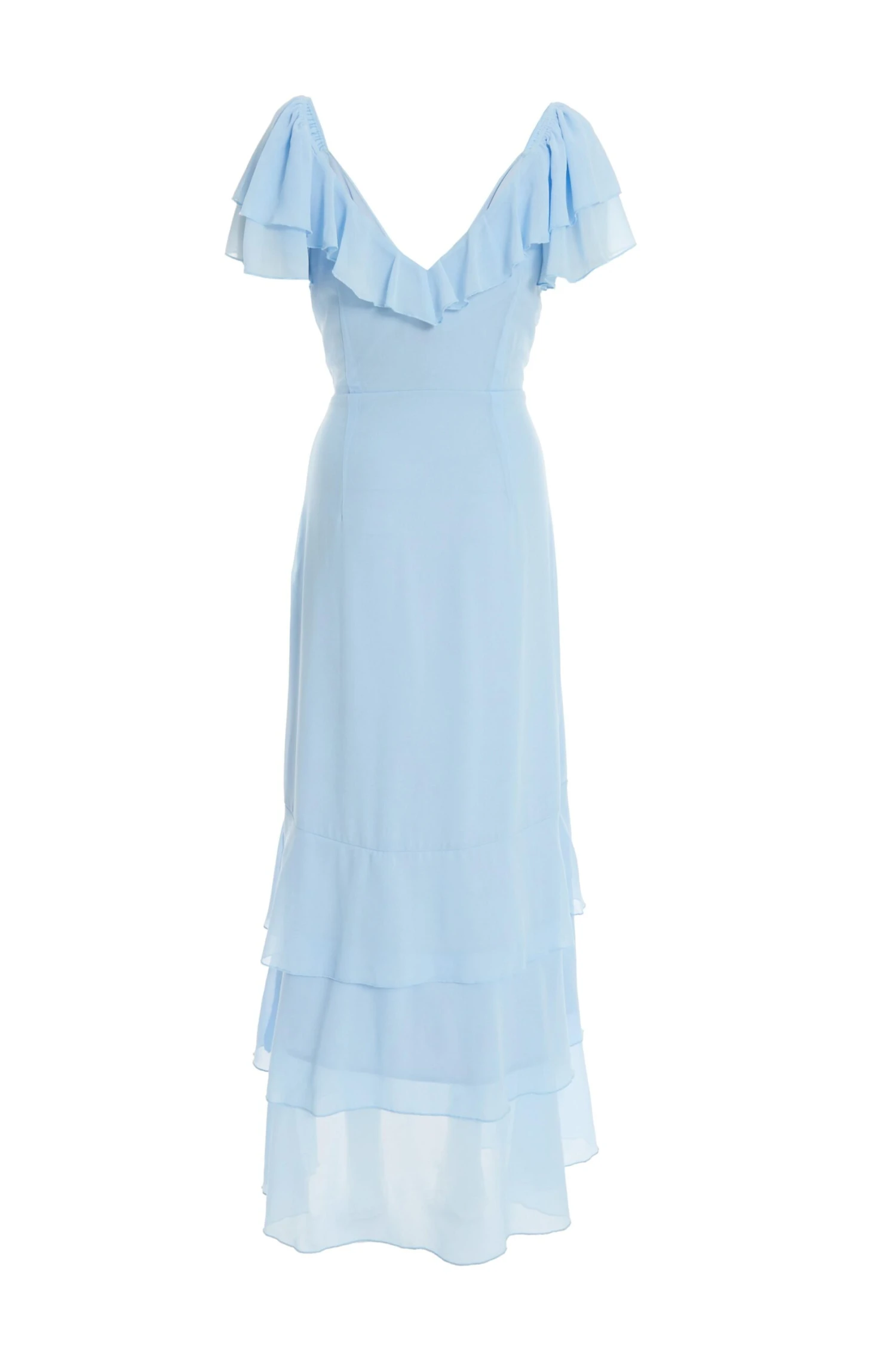 Light Blue Chiffon Frill Maxi Dress 5 Light Blue Chiffon Frill Maxi Dress - Image 5
