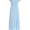 Light Blue Chiffon Frill Maxi Dress