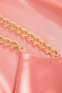 Pink Satin Slip Mini Dress -Glamourista 00100036491 ZS