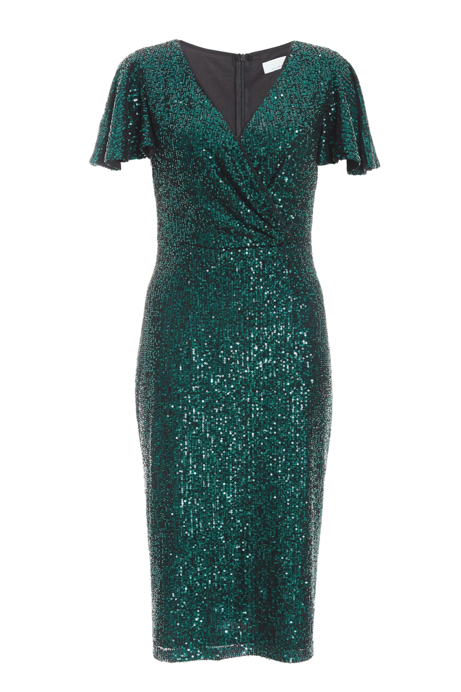 Bottle Green Sequin Wrap Midi Dress 1 Bottle Green Sequin Wrap Midi Dress
