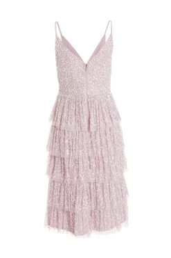 Petite Lilac Sequin Tiered Midi Dress -Glamourista 00100036496 ZB