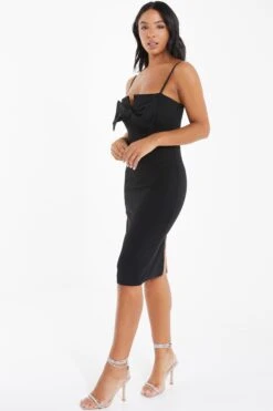 Black Bow Bodycon Midi Dress 9 Black Bow Bodycon Midi Dress -Glamourista 00100036503 XS